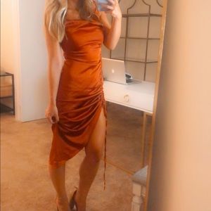 Shein Silk rust colored dress size small.